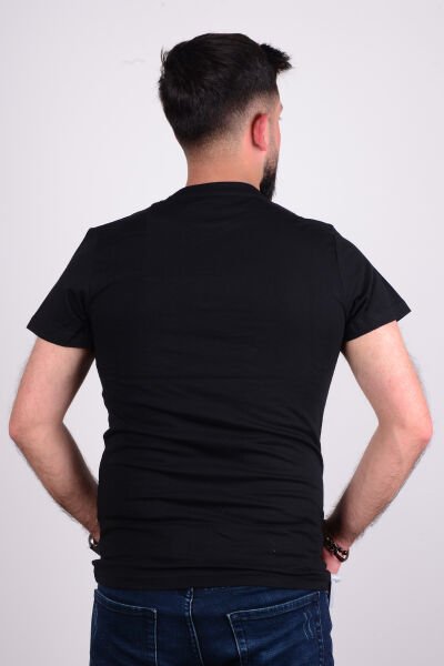 Cazador 24YCEEO04266 Siyah Erkek Slim Fit Bisiklet Yaka Dar Kesim Kabartma Baskılı Tşört