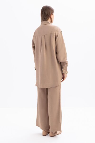 Allday S51317A0 Vizon Kadın Nakışlı Keten Gömlek