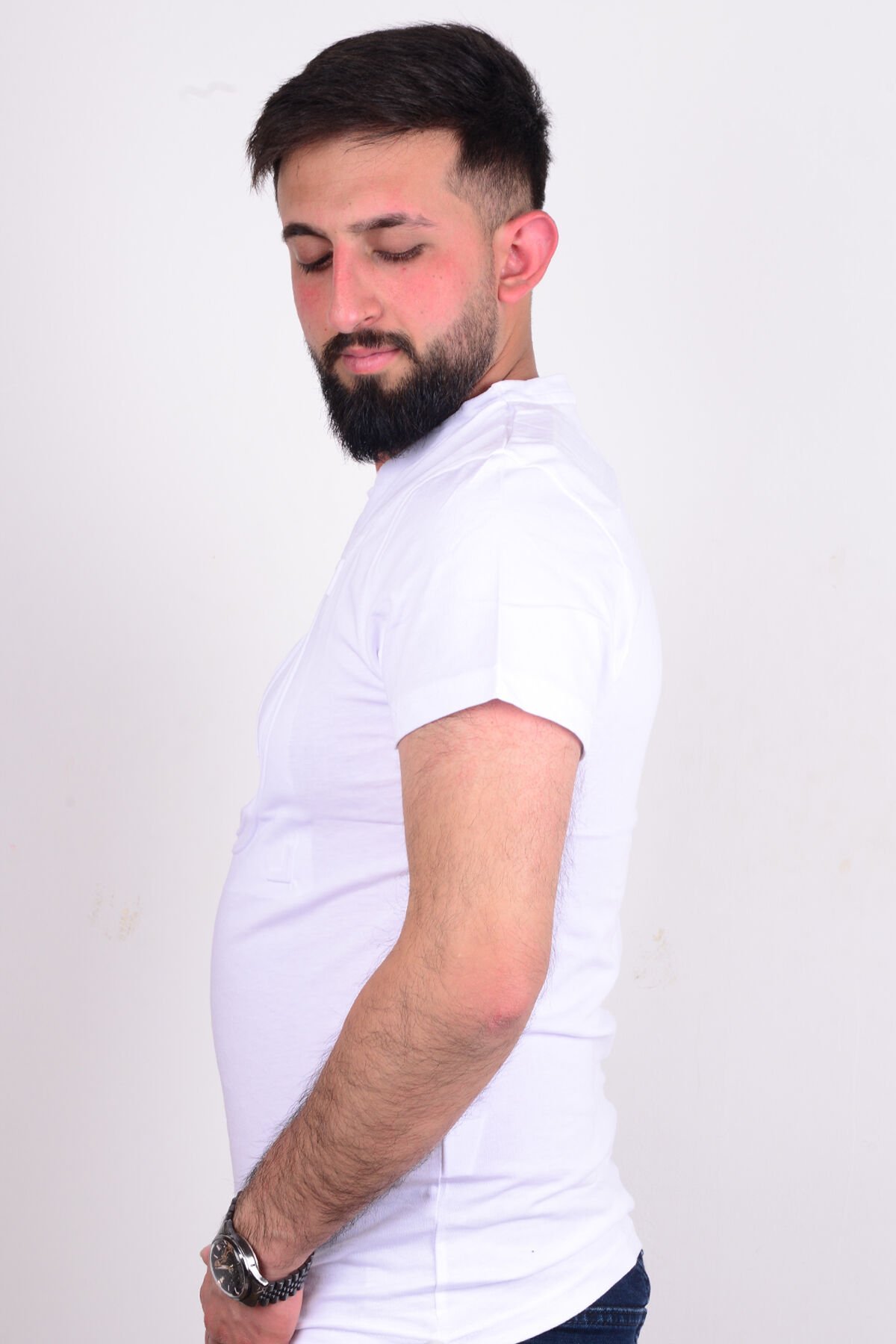 Cazador 24YCEEO04266 Beyaz Erkek Slim Fit Bisiklet Yaka Dar Kesim Kabartma Baskılı Tşört