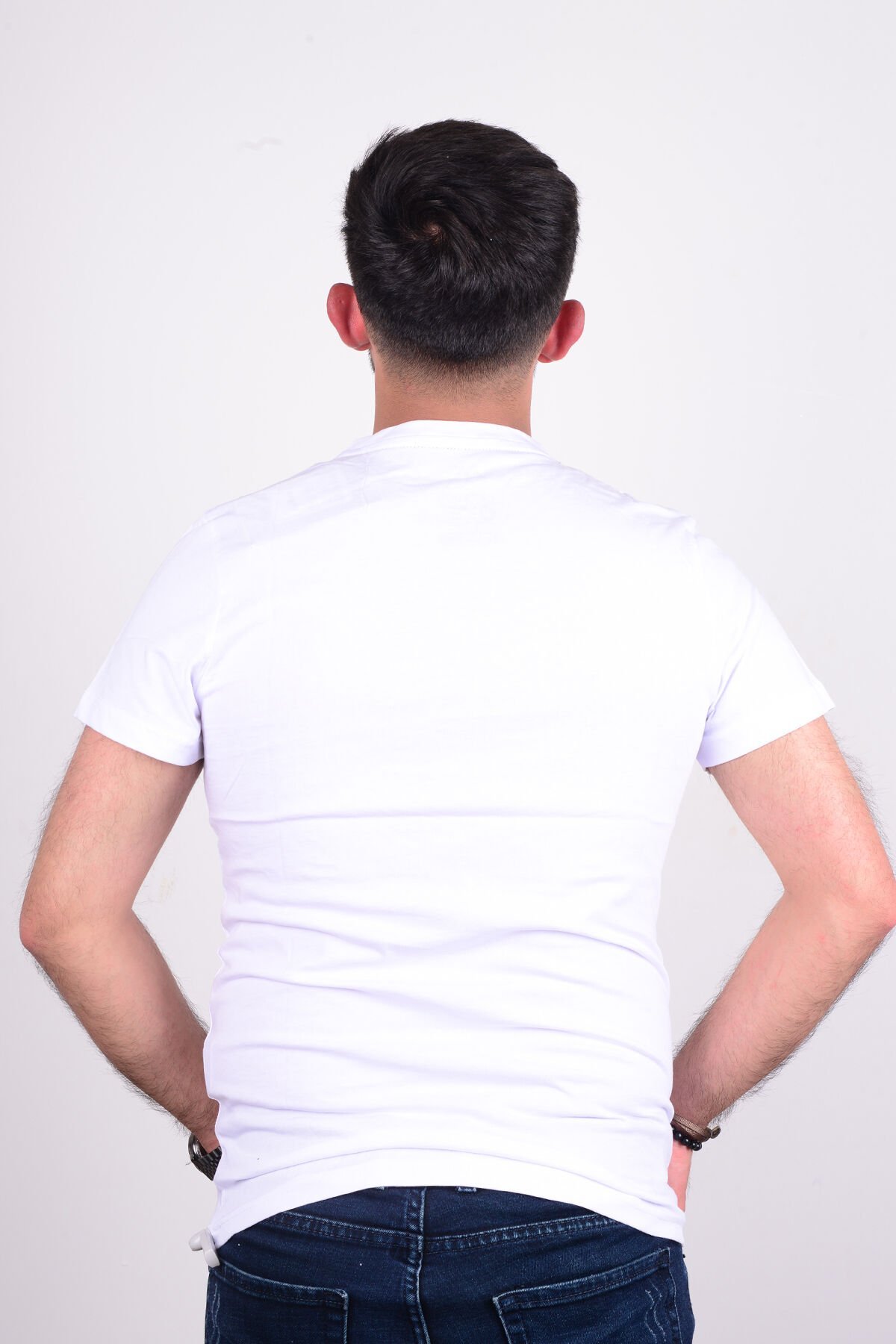 Cazador 24YCEEO04266 Beyaz Erkek Slim Fit Bisiklet Yaka Dar Kesim Kabartma Baskılı Tşört