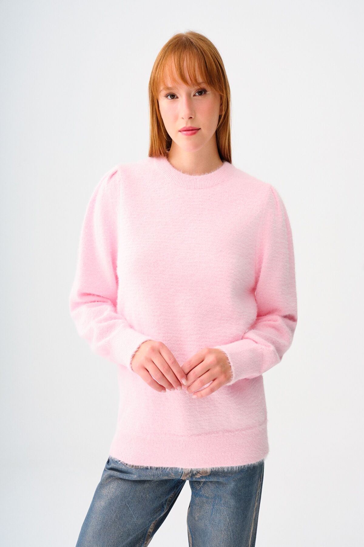 Loft 2038152 Pembe Kadın Bisiklet Yaka Normal Kesim %100 Polyester Kazak