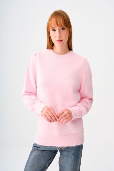 Loft 2038152 Pembe Kadın Bisiklet Yaka Normal Kesim %100 Polyester Kazak