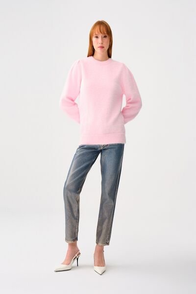 Loft 2038152 Pembe Kadın Bisiklet Yaka Normal Kesim %100 Polyester Kazak