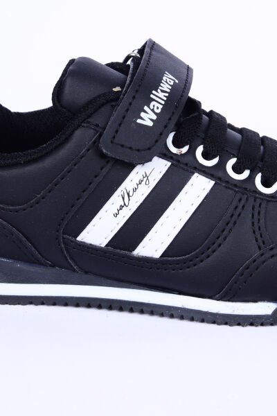 Walkway Effective Pu P Deri Rahat Taban Siyah-Beyaz Günlük Unisex Çocuk Spor Ayakkabı