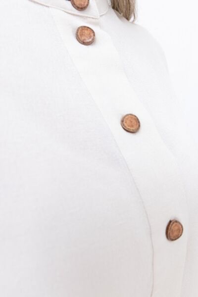 Allday S50252A0 Taş Kadın Keten Düğmeli Relax Fit Tunik