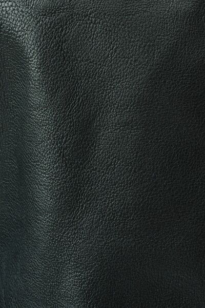 Loft 2033245 Siyah Erkek Bisiklet Yaka Fermuarlı Cep Detaylı Boğazdan Düğmeli Deri Mont