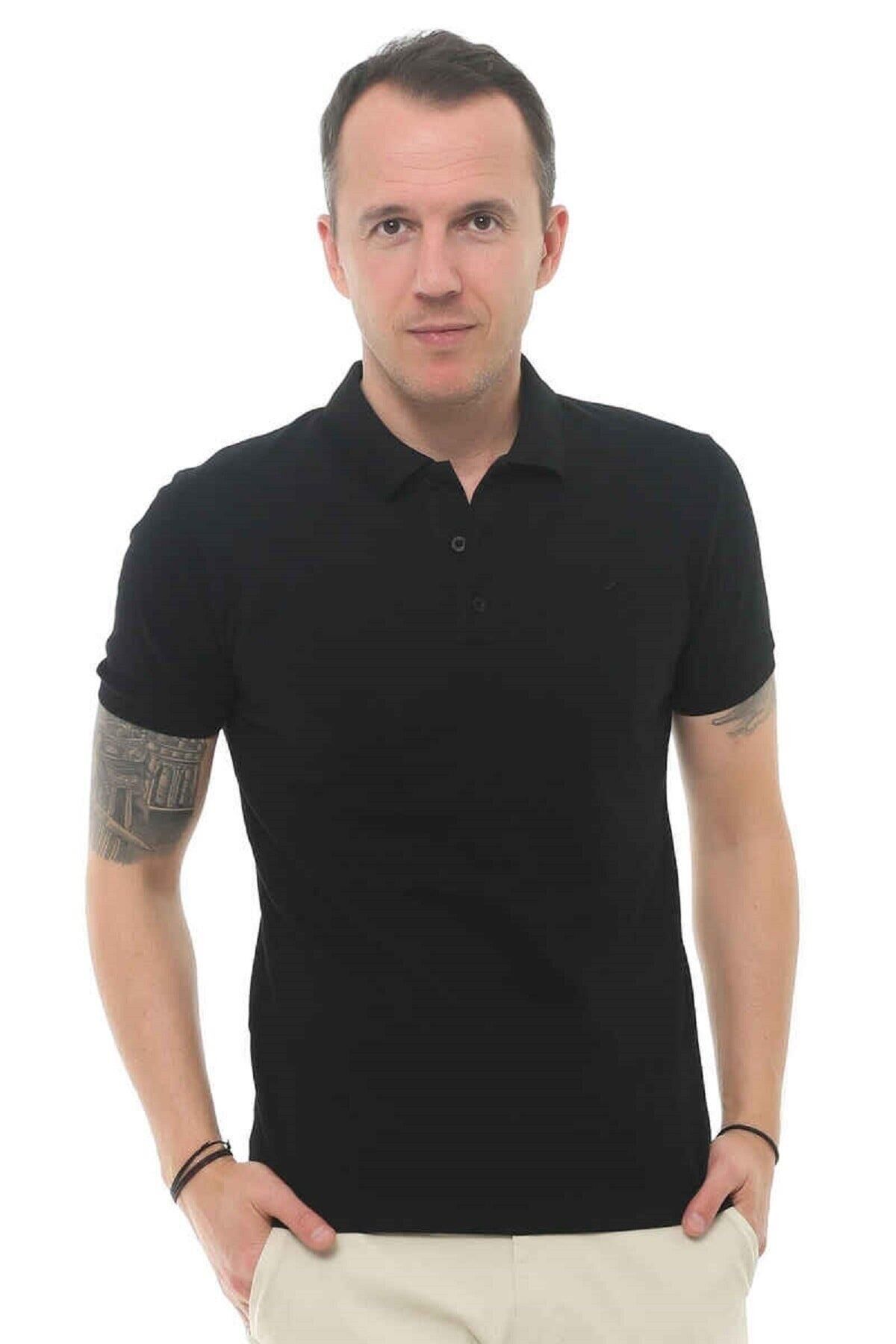 Cazador 22YCEEO04613 Erkek Siyah Polo Yaka T-shirt