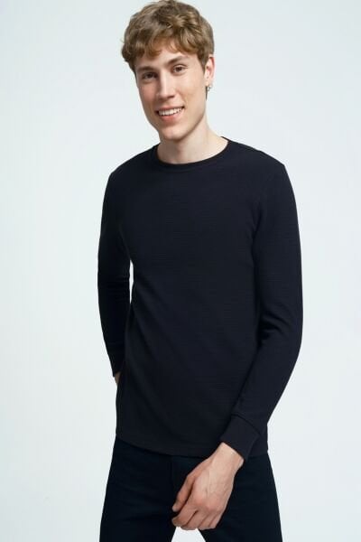 Loft 2034194 Siyah Erkek Bisiklet Yaka Pamuk İplikli Sweat