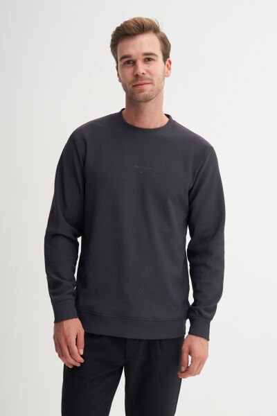 Cazador 51520 Antrasit Erkek Bisiklet Yaka Slim Fit Sweatshirt