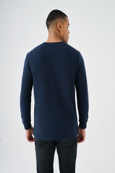 Loft 2034194 Lacivert Erkek Bisiklet Yaka Pamuk İplikli Sweat