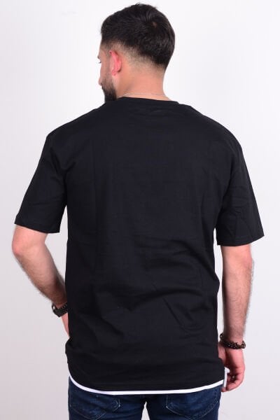 Cazador 24YCEEO04042 Siyah Erkek Relax Fit Bisiklet Yaka Rahat Kesim Tşört