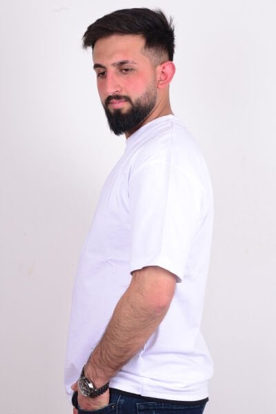 Cazador 24YCEEO04042 Beyaz Erkek Relax Fit Bisiklet Yaka Rahat Kesim Tşört