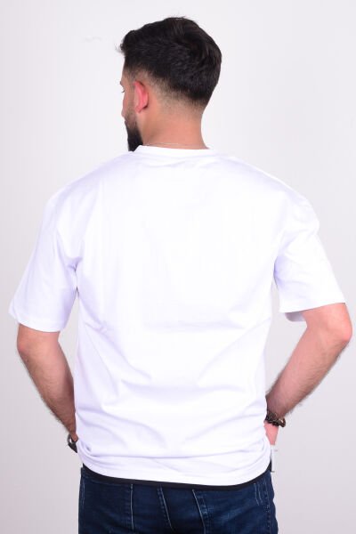 Cazador 24YCEEO04042 Beyaz Erkek Relax Fit Bisiklet Yaka Rahat Kesim Tşört