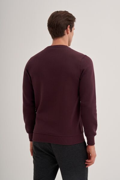 Cazador 56150 Vişne Erkek Bisiklet Yaka Şardonlu Slim Fit Sweatshirt