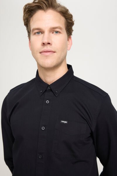 Wrangler W241464001 Siyah Erkek Regular Fit Tek Cep Detaylı  Kot Gömlek