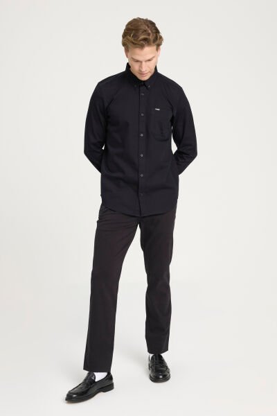 Wrangler W241464001 Siyah Erkek Regular Fit Tek Cep Detaylı  Kot Gömlek