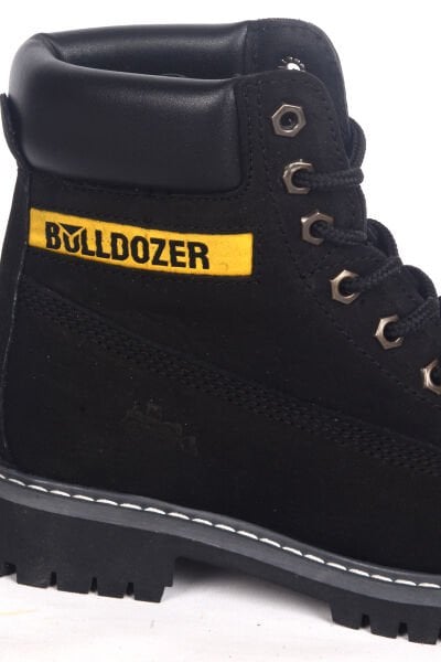 Bulldozer 240602 Ortepedik Taban Yandan Desenli Bağcıklı Siyah Nubuk Unisex Kışlık Bot Ayakkabı