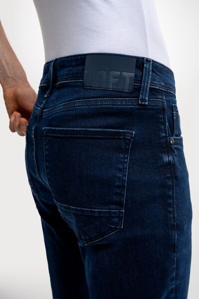 Loft 2035717 Koyu Mavi Erkek Justin Skinny Fit Basic Düşük Bel Daralan Paça Dar Kesim %98 Pamuk Kot Pantolon