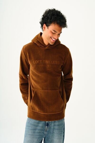 Loft 2037418 Latte Erkek Kapüşonlu Kanguru Cepli İçi Poları Sweat