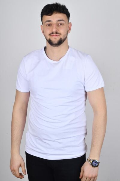 Cazador 23YCEEO04618 Erkek Beyaz Bisiklet Yaka T-Shirt