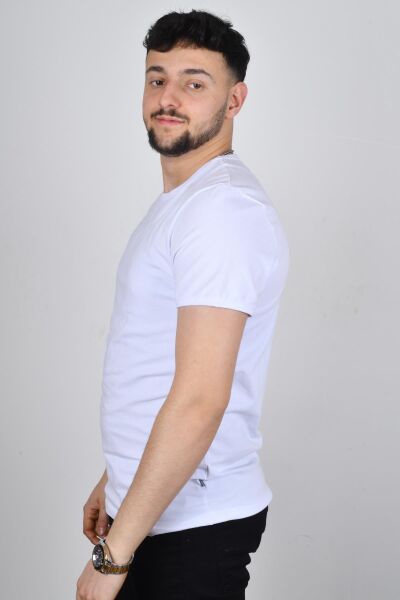 Cazador 23YCEEO04618 Erkek Beyaz Bisiklet Yaka T-Shirt