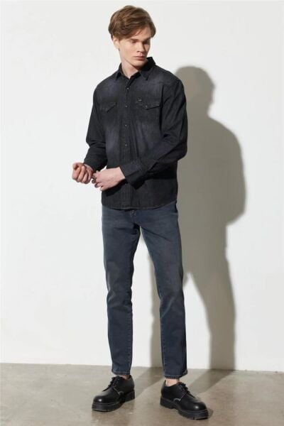 Wrangler W121029035 Texas Slim Gri Erkek Kot Pantolon