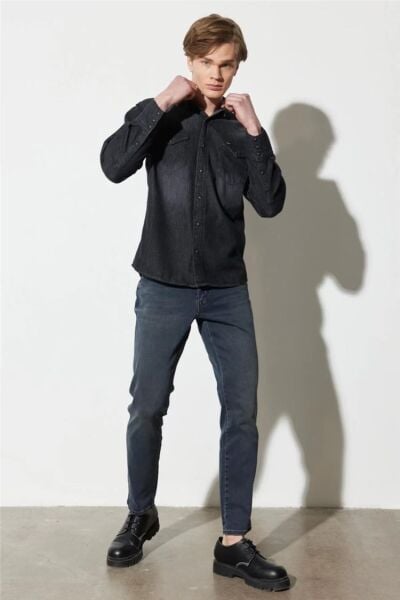 Wrangler W121029035 Texas Slim Gri Erkek Kot Pantolon