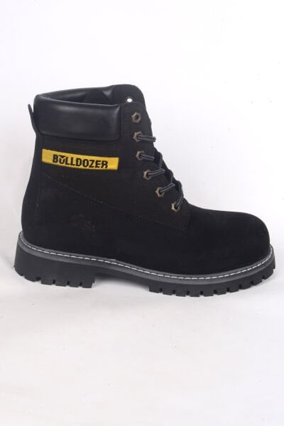 Bulldozer 250122 Bağcıklı Yandan Desenli Siyah Nubuk Erkek Kışlık Bot Ayakkabı