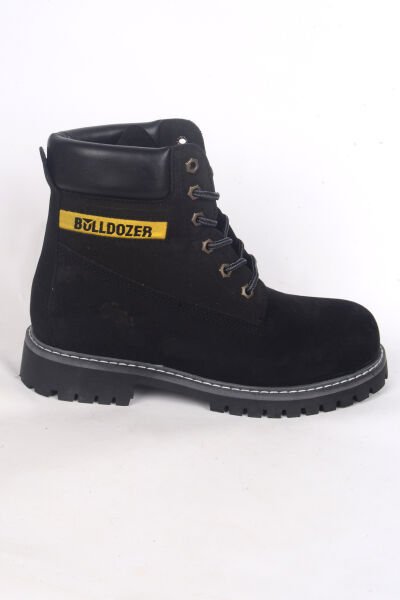 Bulldozer 250122 Bağcıklı Yandan Desenli Siyah Nubuk Erkek Kışlık Bot Ayakkabı
