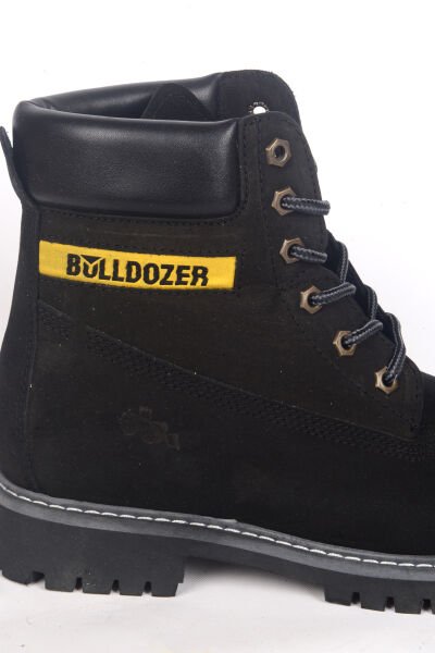 Bulldozer 250122 Bağcıklı Yandan Desenli Siyah Nubuk Erkek Kışlık Bot Ayakkabı