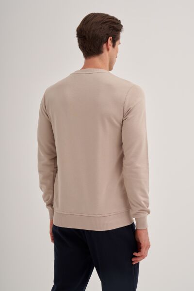 Cazador 56100 Bej Erkek Bisiklet Yaka 2 İplik Slim Fit Sweatshirt