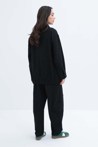 Allday S85051A0 Siyah Kadın Etek Ucu Lastikli Fermuarlı Kadın Ceket