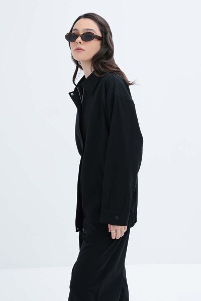 Allday S85051A0 Siyah Kadın Etek Ucu Lastikli Fermuarlı Kadın Ceket