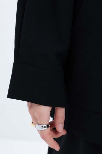 Allday S85051A0 Siyah Kadın Etek Ucu Lastikli Fermuarlı Kadın Ceket