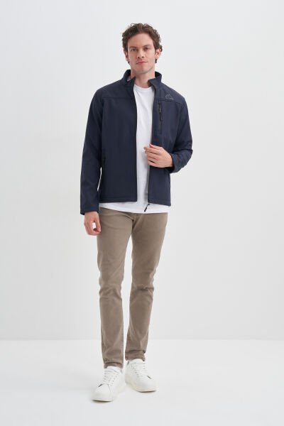 Cazador 23KCEED01046 Lacivert Erkek Soft Shell Slim Fit Önü Fermuarlı Dar Kesim %96 Polyester Mont