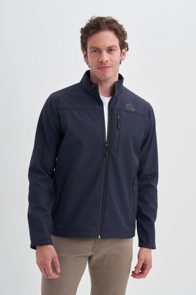 Cazador 23KCEED01046 Lacivert Erkek Soft Shell Slim Fit Önü Fermuarlı Dar Kesim %96 Polyester Mont