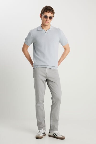 Wrangler W12S004035 Texas Slim Açık Gri Erkek Kot Pantolon