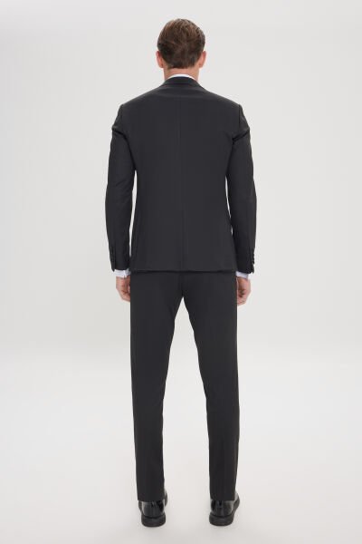 Altınyıldız 4A3224200016 Siyah Erkek Slim Fit 6 Drop Normal Bel Normal Paça Vücuda Oturan Kesim Kırlangıç Yaka Örme Smokin