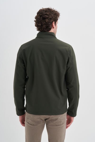 Cazador 23KCEED01046 Haki Erkek Soft Shell Slim Fit Önü Fermuarlı Dar Kesim %96 Polyester Mont