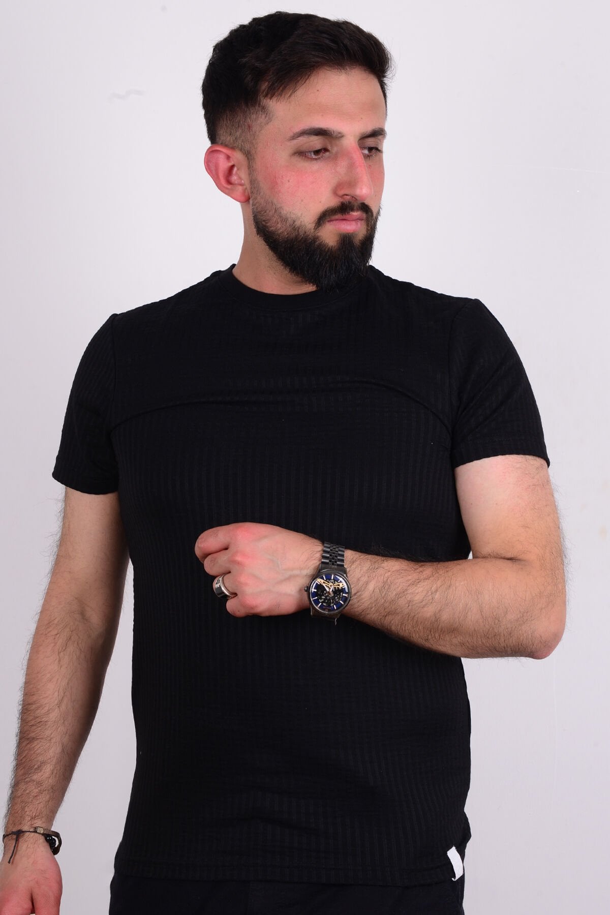 Cazador 24YCEEO04237  Siyah Erkek Slim Fit Bisiklet Yaka Dar Kesim Tşört