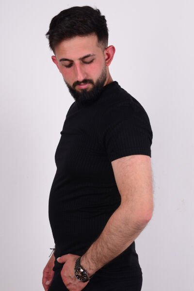 Cazador 24YCEEO04237  Siyah Erkek Slim Fit Bisiklet Yaka Dar Kesim Tşört