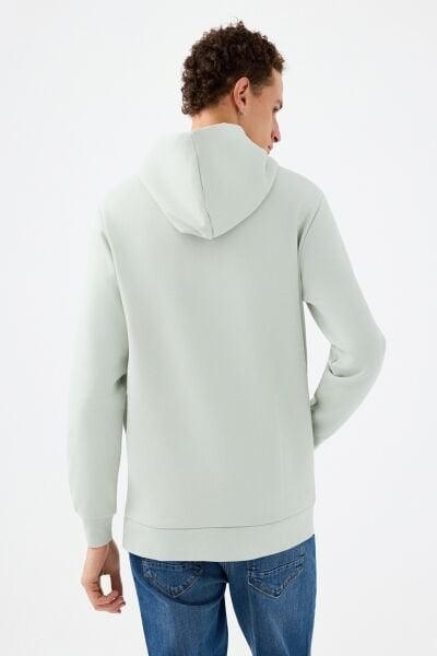 Loft LF2041153 Su Yeşili Erkek Kapüşonlu Baskılı Sweat