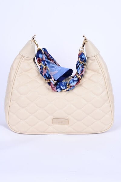 Carus Laaw23000067 Krem Kadın Laura Ashley Fular Detaylı Deri Omuz Çanta