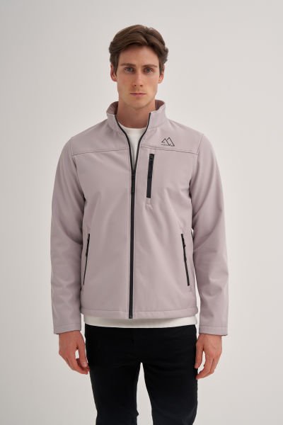 Cazador 23KCEED01046 Gri Erkek Soft Shell Slim Fit Önü Fermuarlı Dar Kesim %96 Polyester Mont