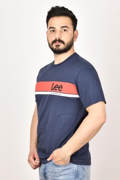 Lee L211918410 Erkek Lacivert Bisiklet Yaka T-shirt